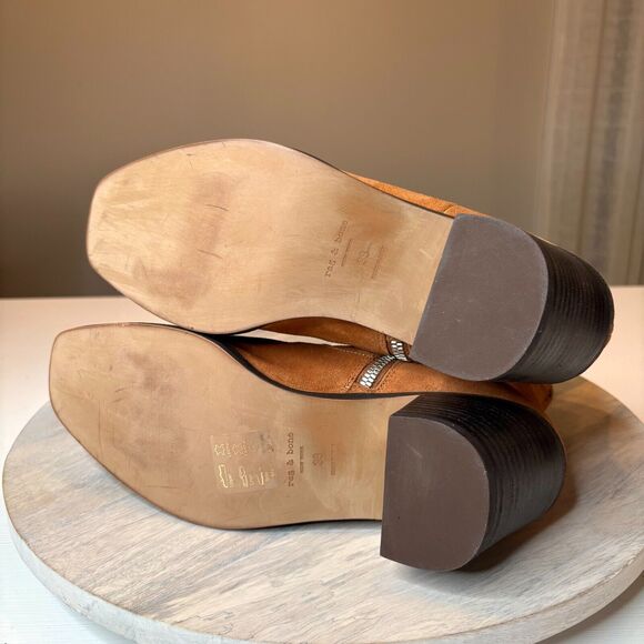 Rag & Bone Women's Axel Mid Boots‎ In Cinnamon Leather Suede $395 Size 8.5 - Picture 9 of 10